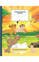Primary Composition Notebook Story Paper Journal Grades K-2: Lions Butterfly Theme Dashed Mid Line and Picture Space School Exercise Book Plus Coloring Pages for Boys and Girls
