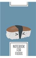 Notebook for Foods: Lined Journal with Sushi with rice and mushroom Design - Cool Gift for a friend or family who loves japan presents! - 6x9" - 180 White lined pages -