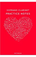 Soprano clarinet Practice Notes: Red Heart Shaped Musical Notes Dancing Notebook for Serious Dance Lovers - 6"x9" 100 Pages Journal(423 Instrument Book)