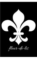 fleur-de-lis - Black Lined Notebook with Margins: 101 Pages, Medium Ruled, 6 x 9 Journal, Soft Cover