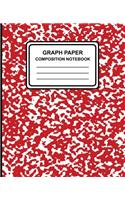 Graph Paper Composition Notebook: Marble (Red), 7.5" x 9.25", Graph Paper / Grid Notebook, 100 Pages, Professional Binding
