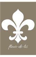 fleur-de-lis in Khaki - Blank Notebook with Fleur de Lis Corners 6x9