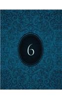 Monogram "6" Sketchbook: Blank Art Pad Notebook Journal(32 Monogram Cerulean 150 Sketch)
