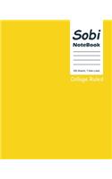 Sobi Notebook, Collage Ruled 8 x 10 Inch, Large 100 Sheet Yellow Cover