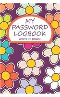 My Password Logbook Write It Down!