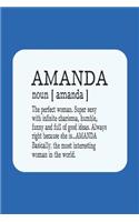 Amanda Noun [ Amanda ] the Perfect Woman Super Sexy with Infinite Charisma, Humble, Funny and Full of Good Ideas. Always Right Because She Is... Amanda: First Name Funny Sayings Personalized Customized Names Women Girl Mother's Day Gift Notebook Journal