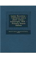 Lester Rowntree: California Native Plant Woman: Transcripts, 1978: (English)