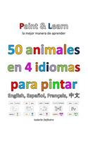 50 animales en 4 idiomas: inglés, español, francés, chino(Spanish)
