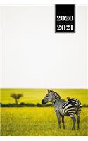 Zabra Safari Africa Savannah Week Planner Weekly Organizer Calendar 2020 / 2021 - Flower Field: Cute Wildlife Animal Pet Bullet Journal Notebook Diary in 6" x 9" Inch Pocket Size