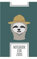 Notebook for Zoos: Lined Journal with Ranger Sloth with hat Design - Cool Gift for a friend or family who loves scouting presents! - 6x9" - 180 White lined pages - You