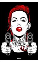 Notebook: Sexy Gangster Girl Journal Women with Guns Composition Book Tattoo Design Gift