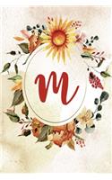 Notebook 6"x9", Letter M, Orange Green Floral Design: (13 Letter/Initial M - Orange Green Floral Design Notebook 6"x9" Alphabet)