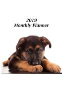 2019 Monthly Planner: German Shepherd Puppy Cover