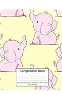 Composition Book 100 Sheets/200 Pages/7.44 X 9.69 In. Wide Ruled/ Pink Elephants: Writing Notebook Lined Page Book Soft Cover Plain Journal Cute Baby Elephant Design