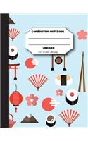 Composition notebook unruled 8.5 x 11 inch 200 page, Blue Cute Japan Cover