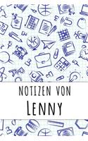 Notizen von Lenny: Kariertes Notizbuch mit 5x5 Karomuster für deinen personalisierten Vornamen