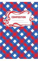 Composition: A 6x9 Inch Matte Softcover Paperback Notebook Journal With 120 Blank Lined Pages -College Ruled-Diagonal Red White Blue Patriotic Plaid