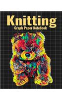 Knitting Graph Paper Notebook: 4:5 Ratio Knitter's Journal, With Colorful Teddy Bear Cover, 120 Pages, 8 x 10 inches / 20.3 x 25.4 cm