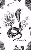Notebook: Black & White Snake - Journal for writing I Composition Book I Blank paper with integrated page numbers l Narrow Ruled I Diary I 120 Pages I "6x9" I