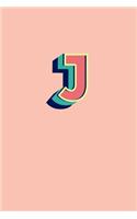J: 110 Sketchbook Pages (6 x 9) - Light Peach Monogram Sketch Notebook with a Simple Bold Design - Personalized Initial Letter Journal - Bold Retro Mon