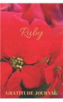 Ruby Gratitude Journal: Christmas Design Personalized with Name and Prompted, for Women(70 Poinsettia)