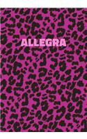 Allegra: Personalized Pink Leopard Print Notebook (Animal Skin Pattern). College Ruled (Lined) Journal for Notes, Diary, Journaling. Wild Cat Theme Design wi