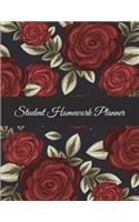 Student Homework Planner: Rose Flowers, Kids Daily Planner Large Print 8.5" x 11" Fun To Do List, Back To School Clothes Checklist, Daily School Checklist, Weekly Homework, W