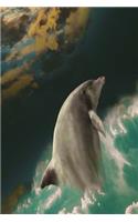 Space Fantasy Common Dolphin Porpoise Marine Mammals Jump Outline Picture Dot Grid Commonplace Book Notebook