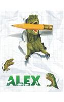 Alex: Personalized Dinosaur Sketchbook For Boys. 8.5"x11" 110 Pages. Doodle, Draw, Sketch, Create, Dino!