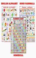 Early Learning Educational Charts For Kids | English Alphabet , Hindi Varnmala And Numbers Chart For Kids | 70 X 100 Cm ( Large Size To Attract Kids) | Laminated Both Sides Charts | Set Of 3