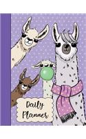 Daily Planner Journal Notebook Three Month Diary With Habit Tracker: Adorable Llama Design Includes Lined and Dot Bullet Pages, Great Gift For Friends, Family, Alpaca Lovers