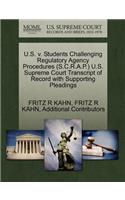 U.S. V. Students Challenging Regulatory Agency Procedures (S.C.R.A.P.) U.S. Supreme Court Transcript of Record with Supporting Pleadings
