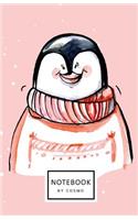 Notebook: Dot-Grid Journal, 122 Pages 5.5x8.5 Winter Christmas Penguin