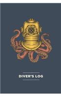 Scuba Diver Log Book with Vintage Octopus Cover - Track & Record 100+ Dives
