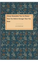 Always Remember You Are Braver Than You Believe Stronger Than You Seem: Gratitude Journal / Gratitude Notebook Gift, 118 Pages, 6x9, Soft Cover, Matte Finish