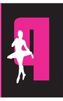 Q Notebook: Pink Cover with Ballet ballerina girl dancing, Lined school with "A-Z" Tab back side cover, use as a journal, notebook, diary...for Girls Kids - Q -