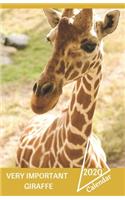 Very Important Giraffe: Personal Planner 2020 - Calendar - Organizer - Notebook - Registrar - Journal. Lucky Crown (5.5"x8.5")
