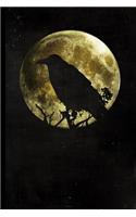 Full Moon Raven: Halloween Full Moon Raven Silhouette - 128 College Ruled Pages: 6 x 9 in Blank Lined Journal with Soft Matte Cover - Notebook, Diary, Composition No