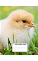 Composition Book 100 Sheets/200 Pages/8.5 X 11 In. Wide Ruled/ Chick in Grass