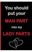 You Should Put Your Man Part into My Lady Parts: Funny Dirty Blank Journal. Cocky bold novelty lined notebook for your loved ones. Daring and cheeky paper pad (better than a card) (5)