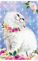 Bullet Journal for Cat Lovers Fluffy White Cat in Flowers: 162 Numbered Pages with 150 Dot Grid Pages, 6 Index Pages and 2 Key Pages in Easy to Carry 5.5 X 8.5 Size.