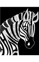 Journal Notebook For Animal Lovers Zentangly Zebra Head