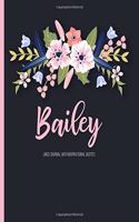 Bailey: Personalized Black XL Journal with Gold Lettering, Girl Names/Initials 8.5x11, Journal Notebook with 110 Inspirational Quotes, Journals to Write in 
