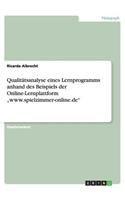 Qualitätsanalyse eines Lernprogramms anhand des Beispiels der Online-Lernplattform "www.spielzimmer-online.de