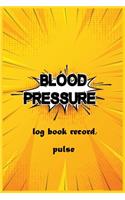 Blood pressure log book record, pulse