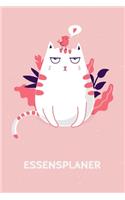 Essensplaner: Praktische wöchentliche Übersicht von deinen Mahlzeiten (Frühstück Mittag Abendessen Snack) mit Einkaufsliste - Motiv: Rosa Katze