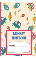 Monkey Notebook: Small funny composition notebook 120 pages (6 x 9 Inch). Space Monkey Blank lined notebook for monkey lovers