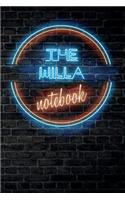 The WILLA Notebook: Vintage Blank Ruled Personalized & Custom Neon Sign Name Dotted Notebook Journal for Girls & Women. Wall Background. Funny Desk Accessories. Retro B