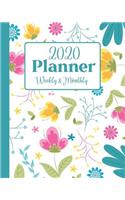 2020 Weekly & Monthly Planner: Teal Botanical: 12 Month Calendar Planner, Daily Agenda, Tracker