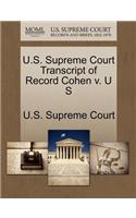 U.S. Supreme Court Transcript of Record Cohen V. U S